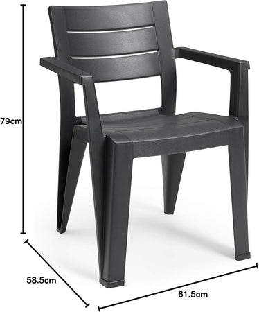 Sedia Da Giardino Julie In Polipropilene Graphite Con Braccioli Design Moderno Impilabile E Resistente Ai Raggi Uv Keter