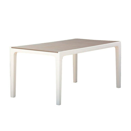 Tavolo Da Giardino Harmony 160X90X74 Cm In Resina Effetto Legno Colore Bianco Tortora Resistente Ai Raggi Uv Keter