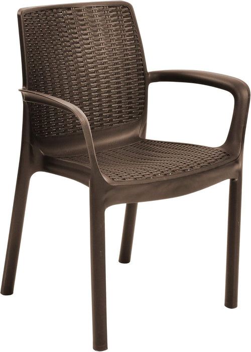 Sedia Poltrona Da Giardino Melody Resina Effetto Rattan Colore Marrone Resistente Ai Raggi Uv Keter