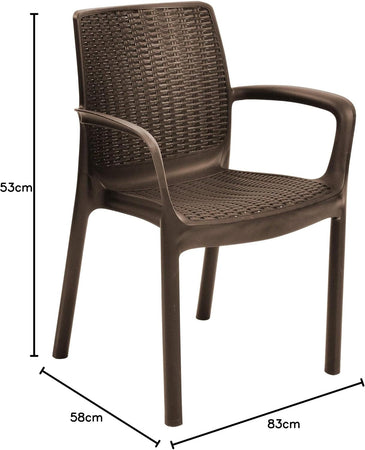 Sedia Poltrona Da Giardino Melody Resina Effetto Rattan Colore Marrone Resistente Ai Raggi Uv Keter