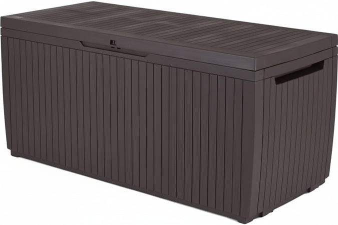 Cassapanca Da Giardino Springwood 305 Litri In Resina Effetto Legno Colore Brown Lucchettabile E Utilizzabile Come Seduta Keter