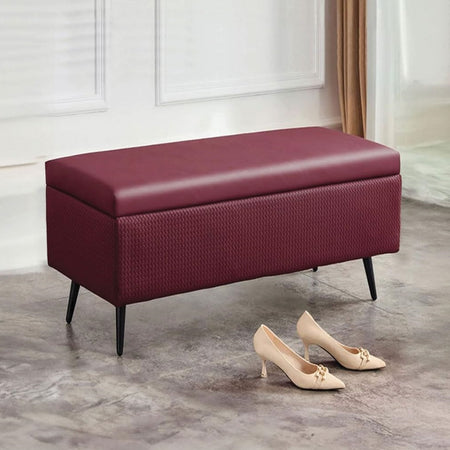 Cassapanca Pouf Contenitore Pelle Ecologica Divanetto Contenitore 80x40 H45cm Bordò