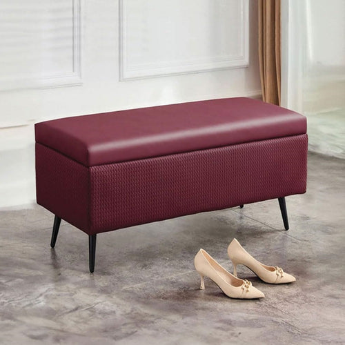 Cassapanca Pouf Contenitore Pelle Ecologica Divanetto Contenitore 80x40 H45cm Bordò