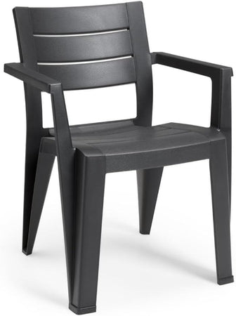 Sedia Da Giardino In Resina Effetto Legno Finitura Liscia Colore Grafite Julie Keter