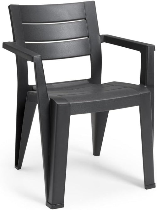 Sedia Da Giardino In Resina Effetto Legno Finitura Liscia Colore Grafite Julie Keter