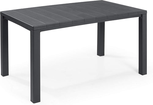 Tavolo Da Giardino In Resina Effetto Legno Con Struttura Rinforzata Per 6 Persone Colore Grafite Julie Keter