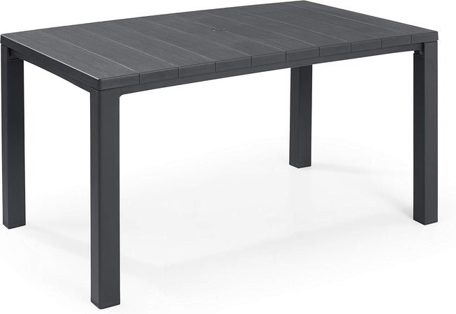 Tavolo Da Giardino In Resina Effetto Legno Con Struttura Rinforzata Per 6 Persone Colore Grafite Julie Keter