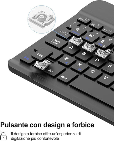 Mini Tastiera per iPad PC Laptop QWERTY wireless italiana Tasti rapidi