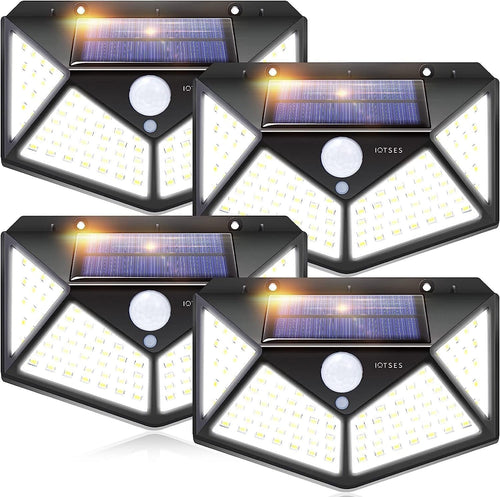 Luce solare per esterno, 100 LED con 3 modalità di illuminazione 2200 Lumen, luc