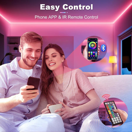 Realky Striscia LED, 20M RGB Luci Camera da Letto, Bluetooth APP Controllato Mul