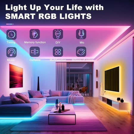 Realky Striscia LED, 20M RGB Luci Camera da Letto, Bluetooth APP Controllato Mul