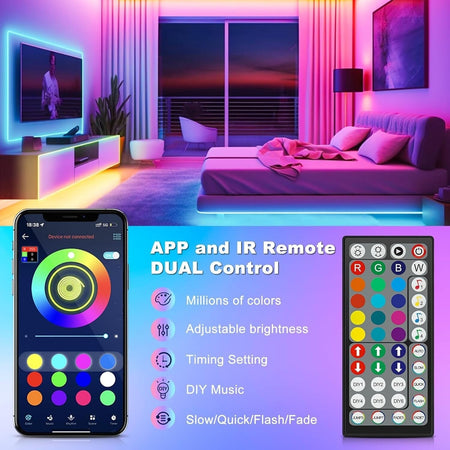 Realky Striscia LED, 20M RGB Luci Camera da Letto, Bluetooth APP Controllato Mul