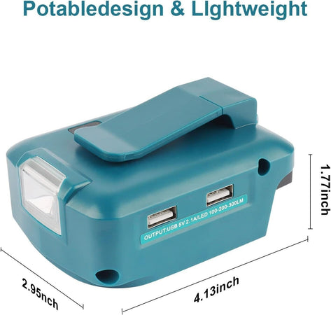 Waitley ADP05 Caricabatterie con 2 porte USB per batteria Makita 14,4 V-18 V