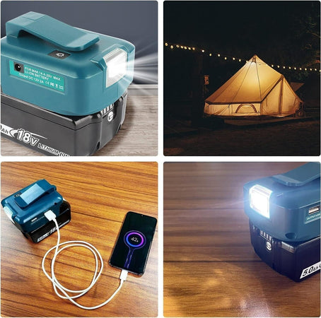 Waitley ADP05 Caricabatterie con 2 porte USB per batteria Makita 14,4 V-18 V