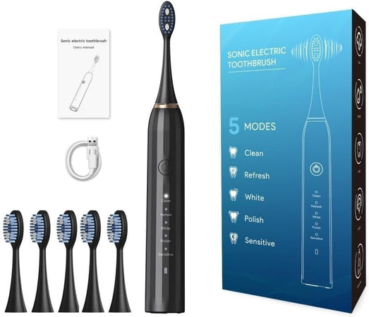 Spazzolino Elettrico Ricaricabile per Adulti e Bambini Sonico con 5 Testine