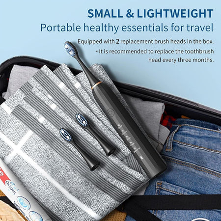 Spazzolino Elettrico Ricaricabile per Adulti e Bambini Sonico con 5 Testine