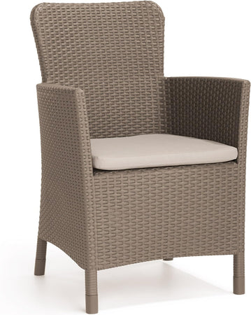 Set Da Giardino 3 Pezzi In Rattan Sintetico Con Cuscini Colore Cappuccino Modello Salvador Balcony Keter