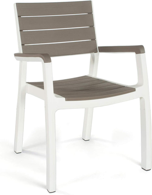 Sedia Da Giardino Con Braccioli In Polipropilene Effetto Rattan E Doghe Legno Colore Bianco E Cappuccino Harmony Armchair Keter
