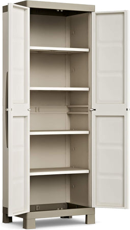 Armadio Alto In Resina Con 4 Ripiani Regolabili E Chiusura Lucchettabile Colore Grigio E Nero Excellence Keter