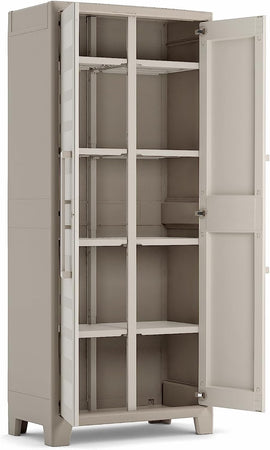 Armadio In Resina Con 8 Ripiani Ribaltabili Regolabili Sabbia Beige Gulliver Multispace Keter