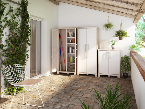 Armadio In Resina Con 8 Ripiani Ribaltabili Regolabili Sabbia Beige Gulliver Multispace Keter