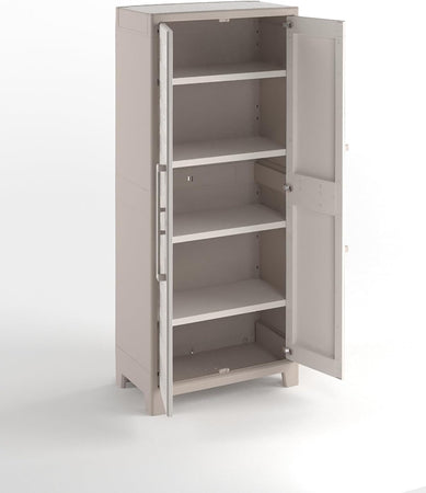 Armadio In Resina Con 4 Ripiani Ribaltabili Regolabili Sabbia Beige Gulliver Keter