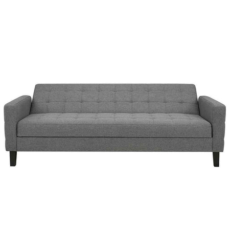 Divano Ribaltabile Letto Clik Clak 3 Posti 204cm Tessuto Imbottito Recliner Grigio Scuro