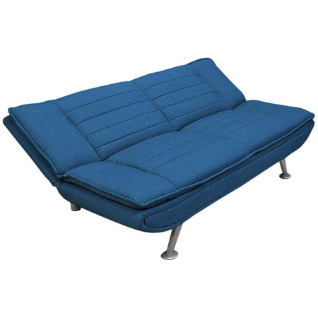 Divano 3posti Letto Reclinabile Clic Clac Tessuto Imbottito 2 Cuscini 183cm Blu