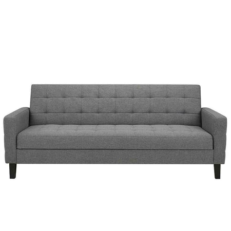 Divano Ribaltabile Letto Clik Clak 3 Posti 204cm Tessuto Imbottito Recliner Grigio Scuro