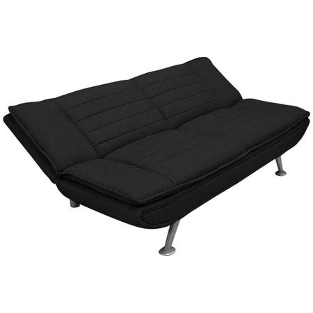 Divano 3posti Letto Reclinabile Clic Clac Tessuto Imbottito 2 Cuscini 183cm Nero