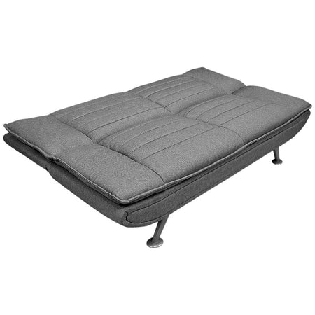 Divano 3posti Letto Reclinabile Clic Clac Tessuto Imbottito 2 Cuscini 183cm Grigio