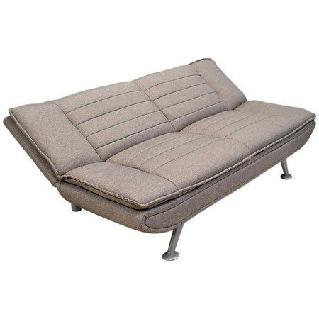Divano 3posti Letto Reclinabile Clic Clac Tessuto Imbottito 2 Cuscini 183cm Tortora