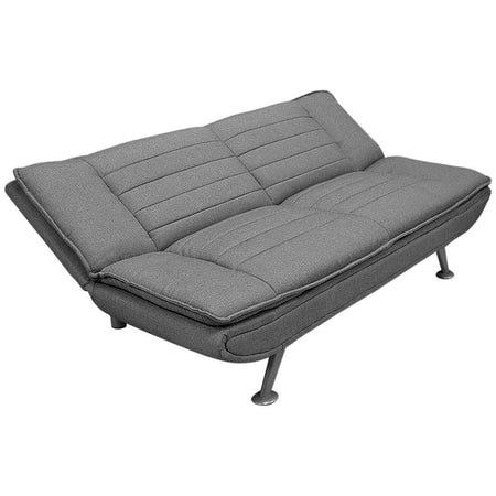 Divano 3posti Letto Reclinabile Clic Clac Tessuto Imbottito 2 Cuscini 183cm Grigio