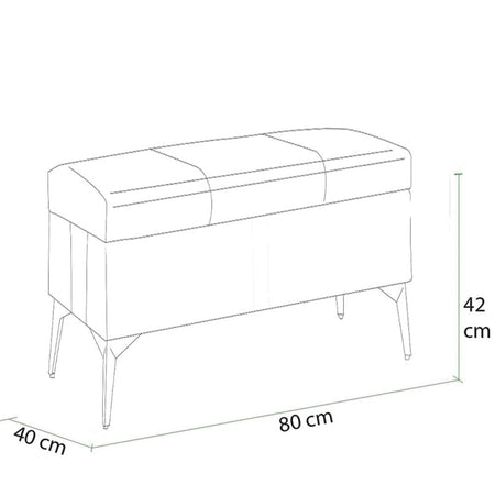 Cassapanca Pouf Contenitore Pelle Ecologica rifiniture Oro 80x40 H 45 cm Rosso