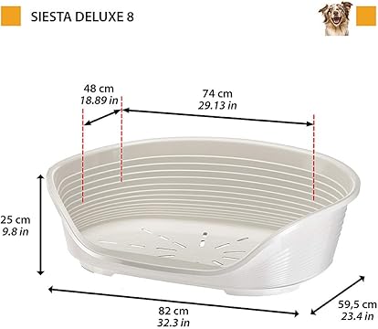 Lettino Per Animali 'Siesta Deluxe' N.8 - Cm 82 X 59,5 X H.25 / Bianco - Ferplast