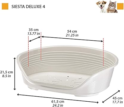 Lettino Per Animali 'Siesta Deluxe' N.6 - Cm 70,5 X 52 X H.23,5 / Bianco - Ferplast