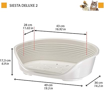 Lettino Per Animali 'Siesta Deluxe' N.2 - Cm 49 X 36 X H.17,5 / Bordeaux - Ferplast