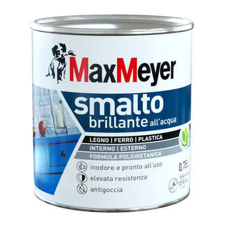 Max Smalto Allacqua Poliuretanico Brillante Lt.0,750 Grigio Pietra- 1,0 Pz