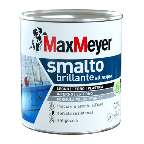 Max Smalto Allacqua Poliuretanico Brillante Lt.0,750 Grigio Fumo- 1,0 Pz
