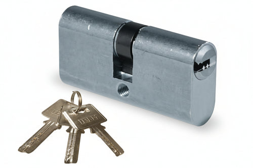 Cilindro Infilare Ovale Ottone Cromo Satinato 2402- - Mm.54 Centrato (27+27) - Ka - 2 Pezzi Ibfm