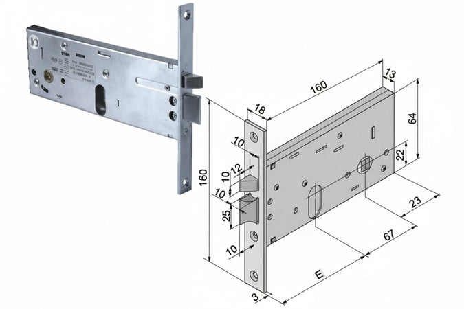 Elettroserratura Da Infilare Per Fasce Mm.64 H 304- - Mm.70 (30470010) - 1 Pezzi Welka
