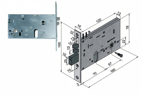 Elettroserratura Da Infilare Per Fasce Mm.78 H 306- - Mm.60 (30660010) - 1 Pezzi Welka