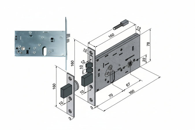 Elettroserratura Da Infilare Per Fasce Mm.78 H 306- - Mm.80 (30680010) - 1 Pezzi Welka
