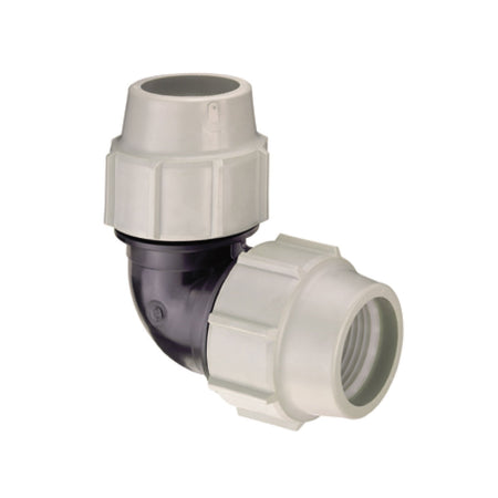 Raccordo Curvo Intermedio A Compressione Femmina Femmina In Polipropilene Serie 7050 Bianco E Nero P - Ø20 Pn16 - Psn