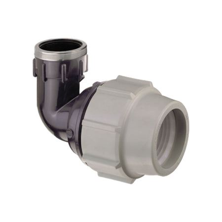Raccordo Curvo A Compressione Filettato Femmina Femmina In Polipropilene Serie 7150 Bianco E Nero Pl - Ø16X1/2 Pn16 - Psn