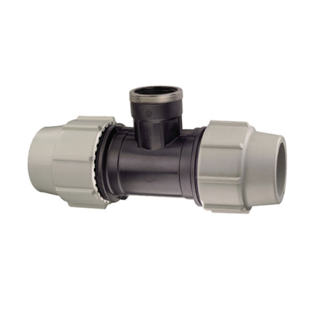 Raccordo A T A Compressione Filettato Femmina In Polipropilene Serie 7140 Bianco E Nero Plasson - Ø16X1/2Xø16 Pn16 - Psn