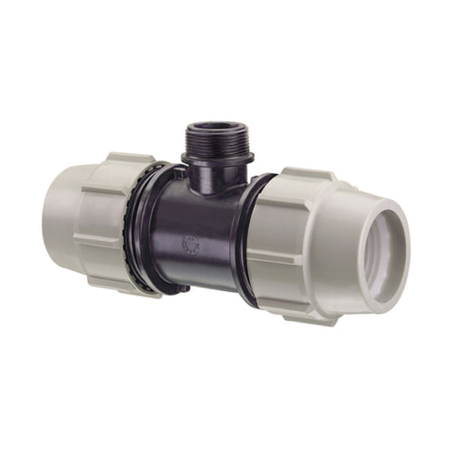 Raccordo A T A Compressione Filettato Maschio In Polipropilene Serie 7840 Bianco E Nero Plasson - Ø20X1/2X20 Pn16 - Psn