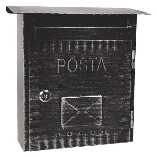 Cassetta Postale 'Ibisco' Cm 26X9,7X H 29 - Argento Antico - Kasart