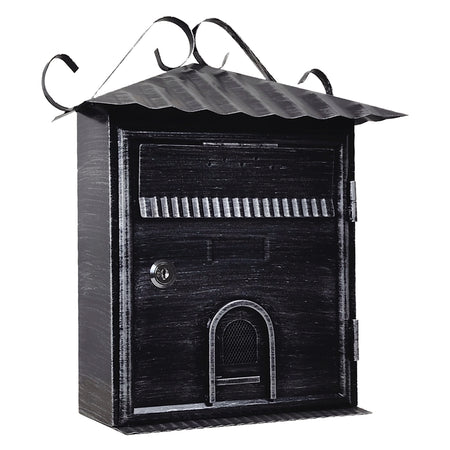 Cassetta Postale 'Fiordaliso' Cm 30X10,5X H 36 - Argento\Nero Antico - Kasart