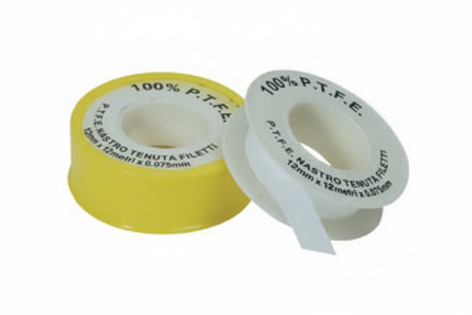Nastro Teflon Professionale Gas- Mm.12 Mt.12 Mm.0,075 - 10 Pezzi